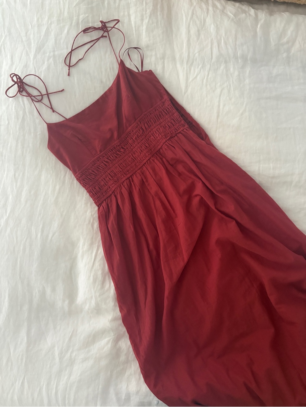 Zara Rust Red Spaghetti-Strap Dress